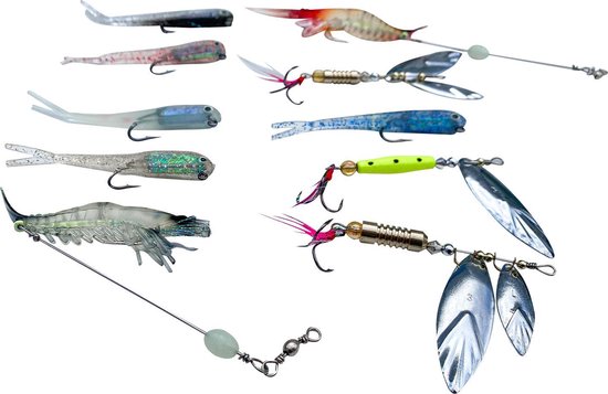 Brute Strength - Kunst Aas Set - 10 stuks - Roofvissen Pluggen Met Haak Set Voor Snoek/Baars Roofvis 4 kunstaas - Shads van Brute Strength