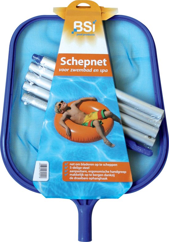 BSI - Schepnet voor Zwembad / Vijver / Spa / Jacuzzi / - Bodemschepnet - Vijvernet - Landingsnet - 5-delige steel - 140cm