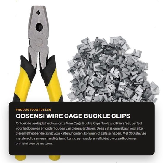 Buckle Clips Set 300 Stuks - Dierencage Beugel - Metalen Clips - Pliers/Knijptang - Onderhoud Dierenverblijven - Duurzaam Materiaal - Dierkooien