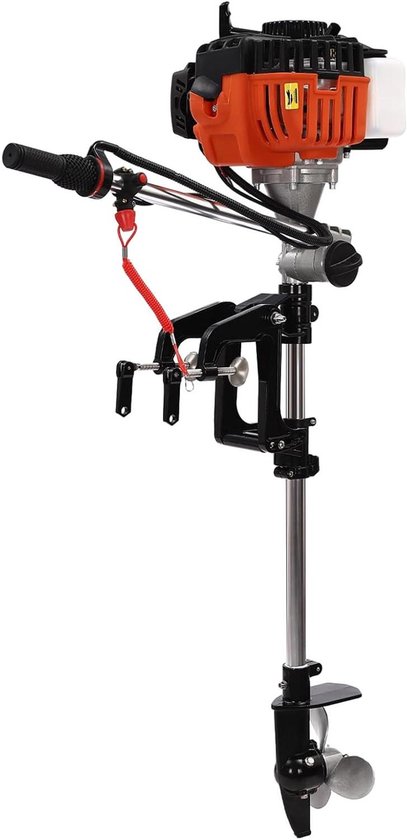 Buitenboordmotor 2-takt - Elektromotor Bootmotor - Varen Op Water - 360 Graden Rotatie - 25 pk - Zwart Oranje