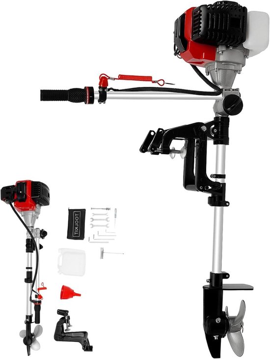 Buitenboordmotor - Bootmotor Visbootmotor - Watersport en Vissen - 2-takt 23 pk - 52 cc - Zwart