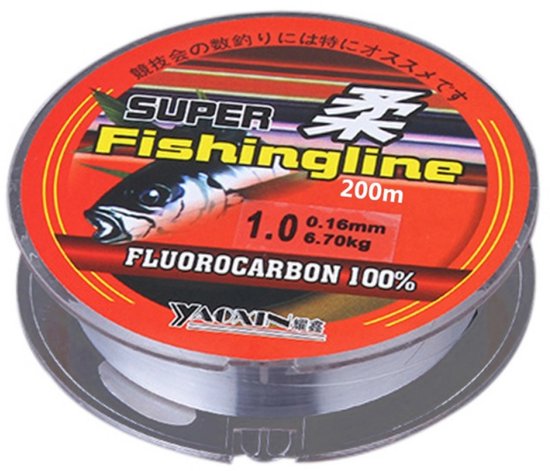 BukkitBow - Vislijn 200m - Extra Sterke Nylon Fluorocarbon Draad - Onzichtbare Vislijn voor Zoetwater en Zoutwater Vissen - 0.35 mm - 14 kilo van Merkloos