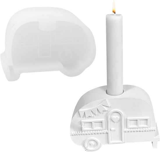 Busvorm camping bus camping bus siliconen vorm kaarshouder siliconen vorm staafkaarsen gietvorm beton kaarshouder 3D campingbus voor staafkaarsen en theelichtjes