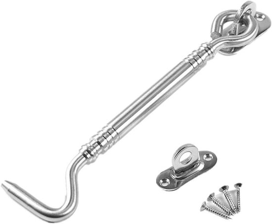 byou Cabin Hook, Hook and Eye Stainless Steel Holder Multi-Purpose for Shed Gate Garage Door Windows Cabin 8inch - ShopVlot