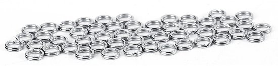 Byshayne - Split Ring Connector - Dubbele Cirkel Splitringen - Roestvrij staal - 50 Stuks - Geschikt voor Vissen - Kleur: Zilver
