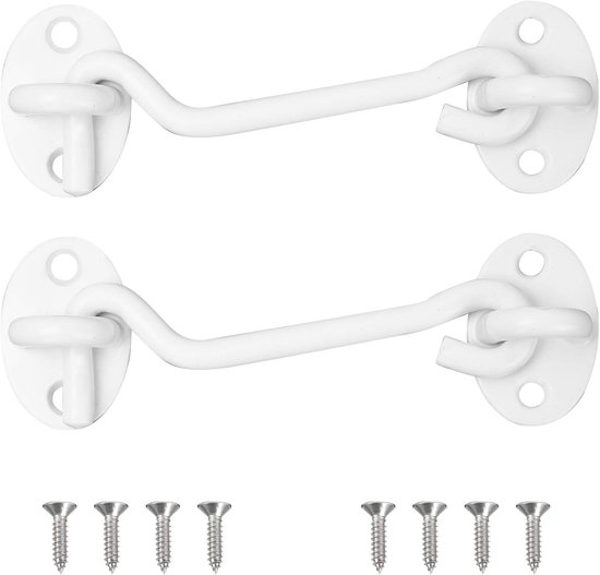 Cabin hooks 100mm - RVS met witte coating - Robuust en duurzaam - Ideaal voor deuren en ramen - SnelShoppen