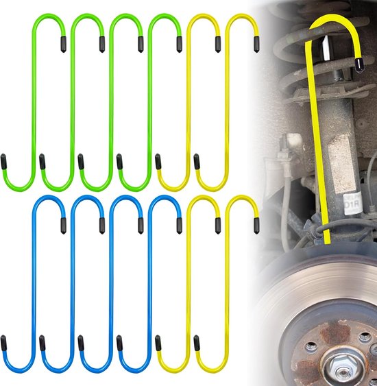 Caliper hooks 12 stuks - staal met rubberen tips - veilig voor remklauwen - voorkomt schade aan remslangen - ShopVlot