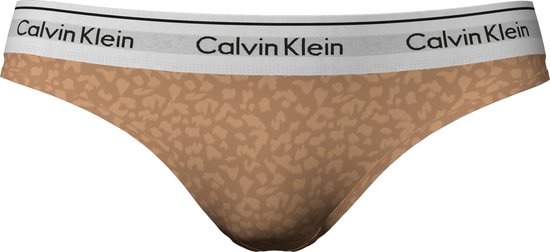 Calvin Klein - Dames Tanga - Bruin met Logo - Maat S van Merkloos