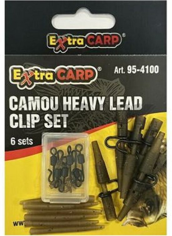 Camou Heavy Lead Clip Set - 6 sets - Vastlood Systeem - Karper Vissen Loodclip - Rig/onderlijn Set van Merkloos