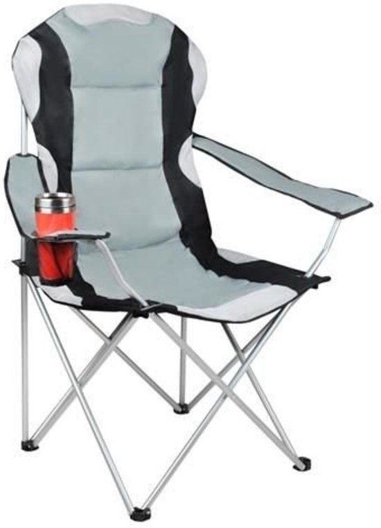 Campingstoel vouwstoel Visstoel- Zwart/Grijs - strandstoel - geen Hoes