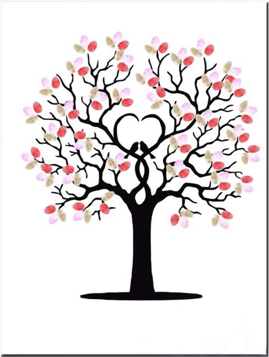 Canvas Bruiloft Gastenboek met 6 Kleuren Inkt DIY Bruiloft Vingerafdruk Boom Vingerafdruk Gastenboek 30x40 Cm Liefde Boom