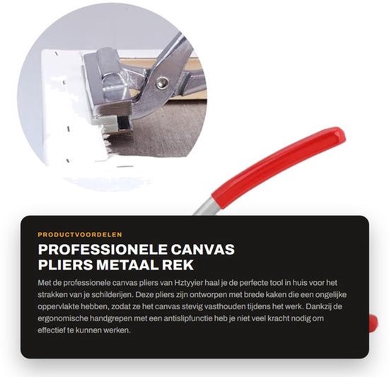 Canvas Tang - 12 cm Brede Klemmen - Schokbestendig - Antislip Handgrepen - Duurzaam Metaal/Rubber - Ideaal voor Inlijsten - Canvas Spanner