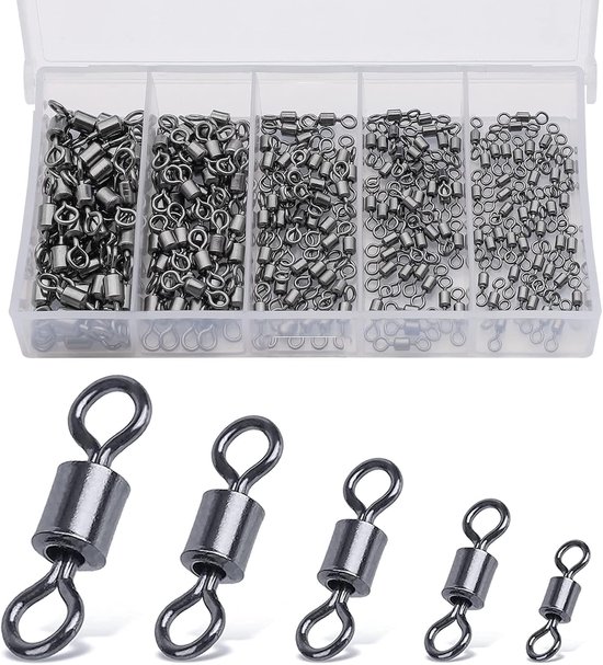 Carabiner Haken voor Vissen - 200/300 Stuks Metaal, Diverse Maten en Sterke Ringen voor Snoek en Forel, Ideaal voor Hengelsport Accessoires