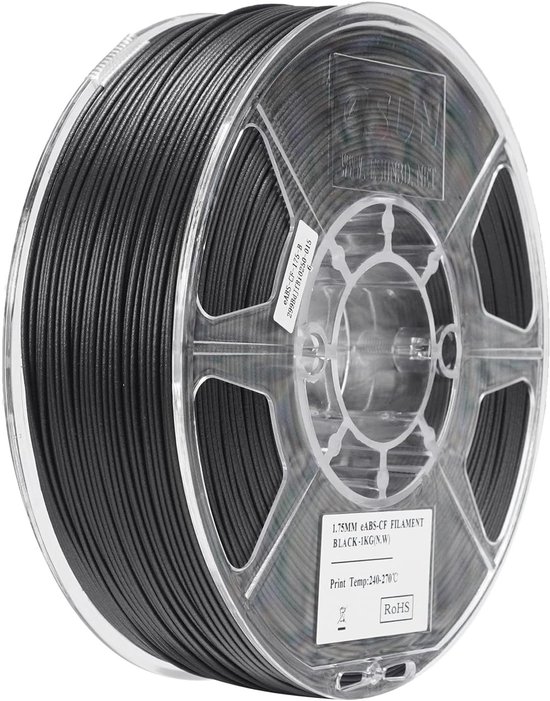 Carbon Fiber Versterkt ABS Filament 1.75mm, 1KG Spoel voor FDM 3D Printers - Ideaal voor Sterke en Duurzame 3D-Prints