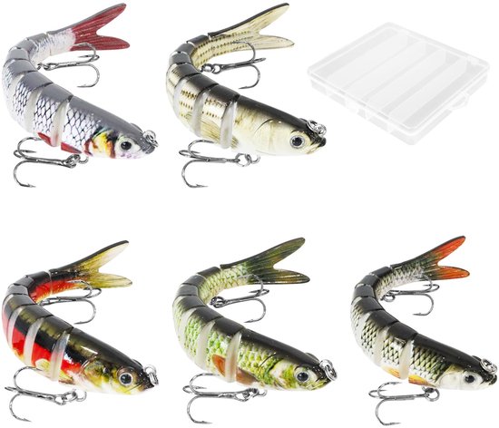 carmdering - Hecht Köder Set - Angelköder - 5 Stück Wobbler Swimbait Lebensecht - Für Süß & Salzwasser - Für Raubfische wie Hecht Zander Barsch