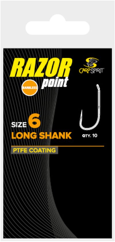 Carp Spirit Long Shank Barbless Haken 8 - Aanbieding van Merkloos