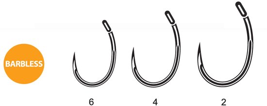 Carp Spirit Round Curve Barbless Haken #4 van Merkloos