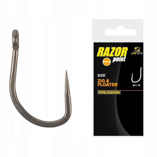 Carp Spirit Zig&Float Barbless Haken Maat 8 - 10 Stuks van Merkloos