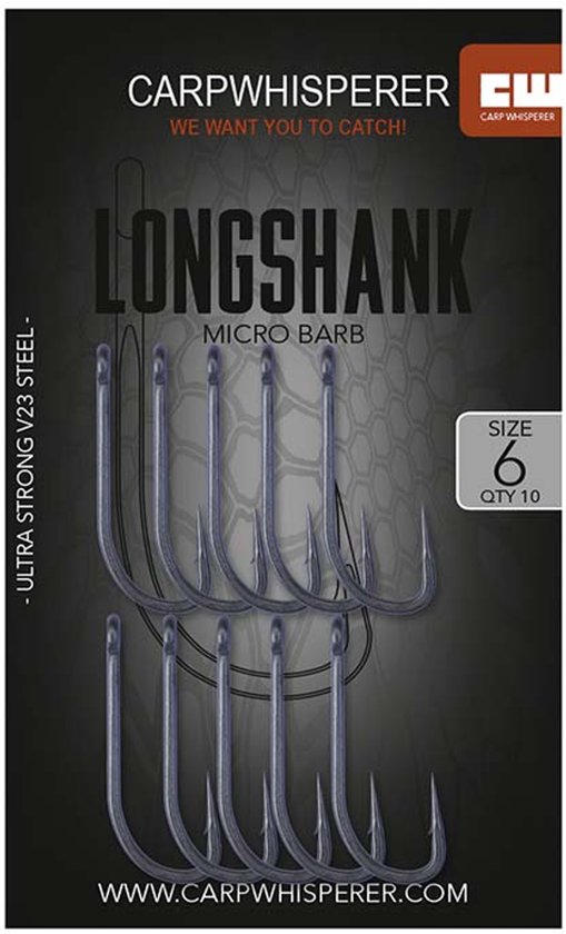 Carp Whisperer - Longshank Haak - 10 stuks - Haak Maat: 6 - Barbless