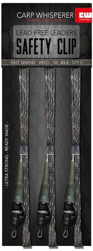 Carp Whisperer - Safety Clip Leaders - 3 stuks - Weed van Merkloos