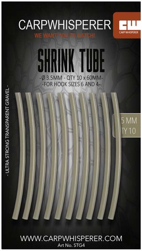 Carp Whisperer - Shrink Tube - Haak maat: 4 - 10 stuks - Gravel van Merkloos