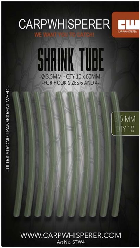 Carp Whisperer - Shrink Tube - Haak maat: 6 - 10 stuks - Weed van Merkloos