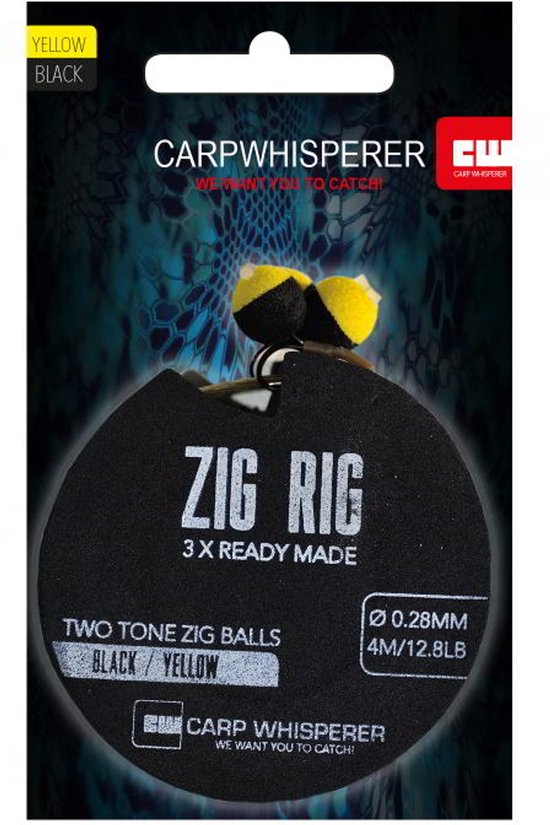 Carp Whisperer - Zig Rigs kant en klaar - 3 stuks - Zwart/Geel van Carp Whisperer