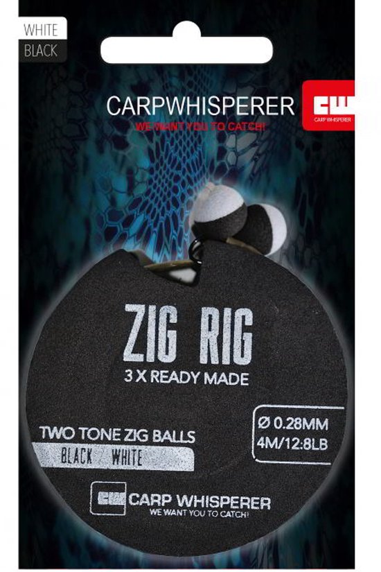 Carp Whisperer - Zig Rigs kant en klaar - 3 stuks - Zwart/Wit van Merkloos