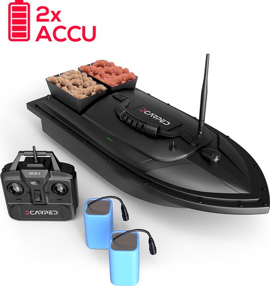 CARPED® Voerboot - Incl. 2 Accu's en Tas - 500 Meter Bereik - 1KG Voercapaciteit - Karper Vissen Baitboat - Hengelsport Materiaal - Visspullen Accesoires van Merkloos