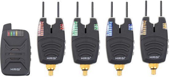CarpMaster Pro Serie - Draadloze Beetmelder Set - 1 Ontvanger + 4 Beetmelders - Waterdicht & LED Alarm