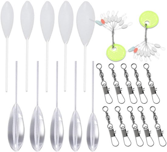 Castingdobber 38 stuks - rubber visdobbers - inline float - terminaltackle - 6g/8g/10g/15g/20g - niet schadelijk voor vislijn - visdobber