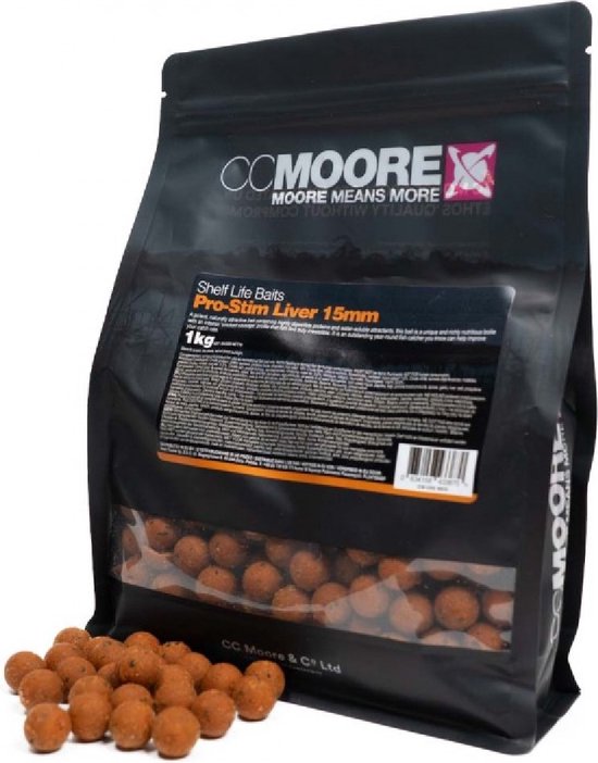 CCMOORE Pro-stim Liver Boilies | 1kg 15mm van Merkloos