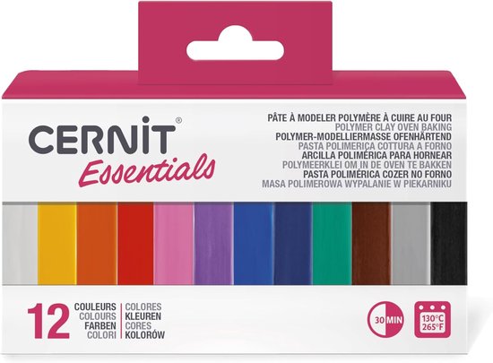 CEASS001C - Un Assortiment 12 Pains de Pâtes Cernit 25g - Pâte polymère assortiments de 12 couleurs basiques - Gamme number one - Modelage, DIY adultes