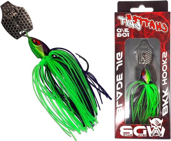 Chatterbait Kunstaas - Bewegend Lokaas Vissen - Roofvis Vangen - Agressieve Fladderende Beweging - 10 gram - Paars Chartreuse