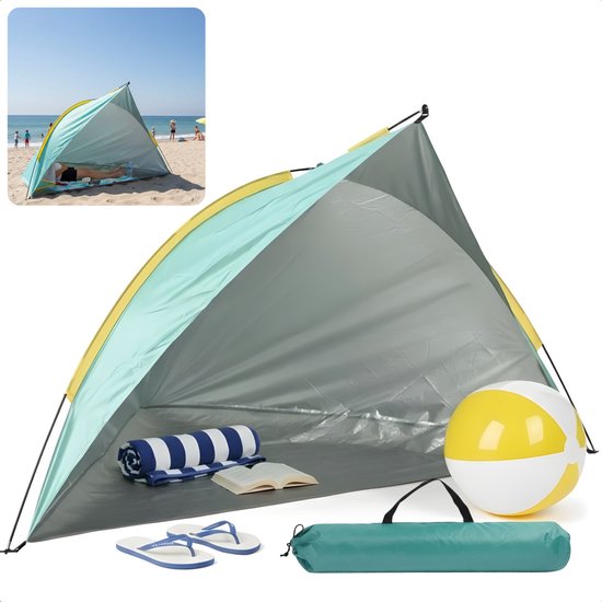 Cheqo® Strandtent - Strand Shelter - Beach Shelter - Strand Shelter Pop Up - Pop Up Strandtent - Pop Up Tent Strand - Strandtent Pop Up - Strandtentje - Groen Strandtent van Merkloos