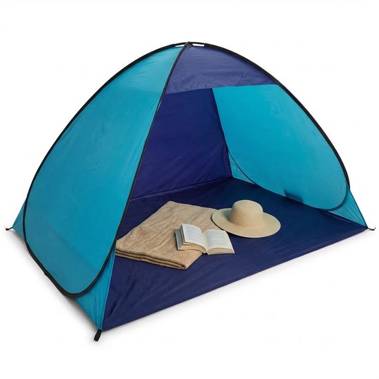 Cheqo® Strandtent - Strand Tent - Pop Up Strandtent - Pop Up Tent Strand - Strandtent Pop Up - Strand Shelter - Strand Schuiltent - Strandtentje - Strandtent met Grondzeil - Strandtent UV Bescherming - UV Strandtent - Strandtent UV 50 van Merkloos