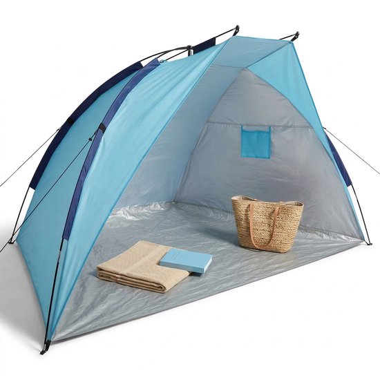 Cheqo® Strandtent - Strand Tent - Strandtentje - Strand Shelter - Strand Schuiltent - Strandcabine - Strandhuisje - Strandtent UV - Strandtent UV 50 - UV Strandtent - UV Werptent Strand van Merkloos