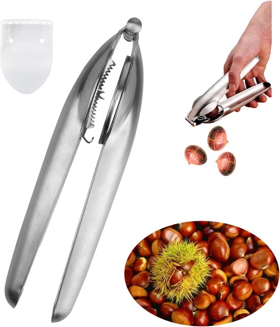 Chestnut Clip - Chestnut Cutter met Serrated Knives - RVS - Geschikt voor Kastanjes en Noten om Schelp te Openen van iNeibo