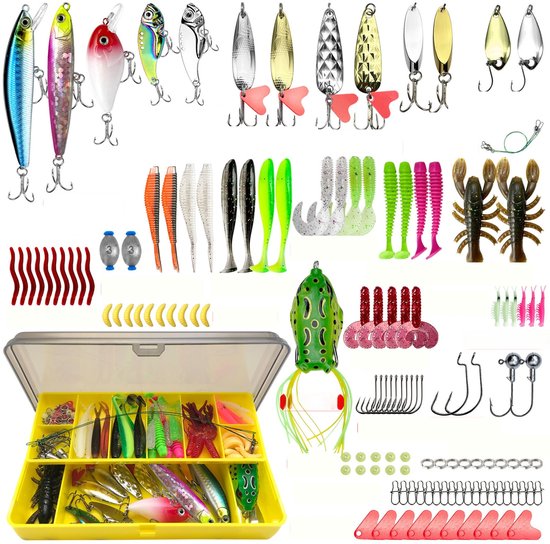 CHIWIN Kunstaas set - 131-delige Viskoffer - Kunstaas Snoek - met Glow & Hyperrealistische 3D Ogen - Tacklebox - Hengelaccessoires - Voor Roofvis van Merkloos