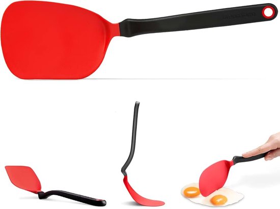 CHOPULA nylon spatel, rood, flexibele spatel, kunststof, ideaal voor het omdraaien en snijden van je pannengerechten, hittebestendig tot 250 °C, vaatwasmachinebestendig, BPA-vrij