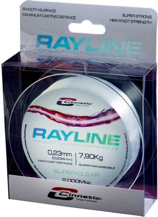 Cinnetic Rayline Gevlochten Vislijn 2000 M Transparant 0.180 mm van Cinnetic