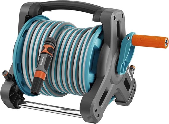 Classic slanghaspel 10 set: Tuinslangset incl. slanghaspel en 10 m slang, hoge stabiliteit, adapter, tuinspuit, draaghandgreep, voor terrassen (8010-20)