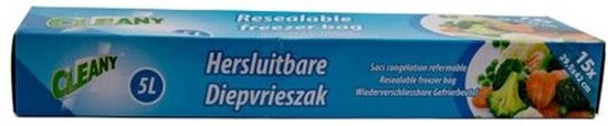 Cleany - Diepvrieszakken - 15 Stuks - 5 Liter - Hersluitbaar