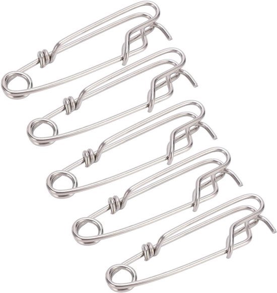 Clips voor Lange Lijn - RVS - 5 Stuks - Tonijn - Hanger - Wartels - Geschikt voor Longline Visserij - Roestvrij Staal Langere Lijn Clips Snap 5 STKS Rvs Longline Tak Hanger Snap Wartels Float Line Tonijn Clip. van Merkloos