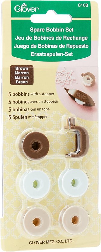 Clover 8108 Reservespoelset voor occhischipje bruin/ VE3 kurkwerk, kunststof, 18,5 x 8 x 1,5 cm, 6 stuks