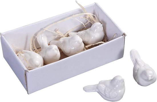 Co-op Cottage Chic keramische vogels in een doos, 2,5-inch, Set van 6