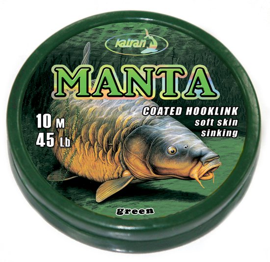 Coated braided hook links MANTA GREEN 45lb 10 m van Prologic