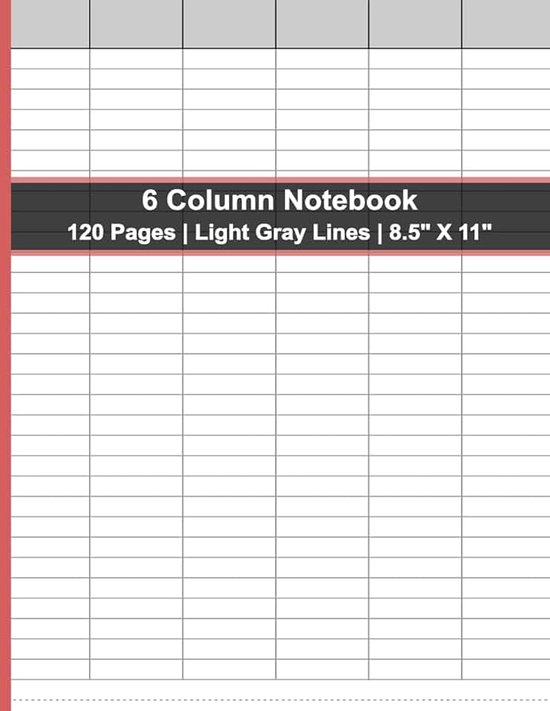 Column Notebook: 120 Pages (Double-sided Printing) - 8.5" x 11" - Light gray lines - Logbook - Excel Notebook - Ideal for Detailed Planning and organizing