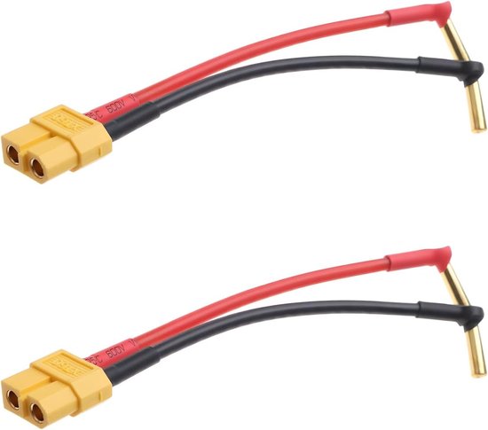 Compatibele 2-Pack Haakse Adapter Kabels van XT60 Vrouwelijk naar 4 mm Banaan - 9cm 14AWG Siliconen RC Oplader Lood voor Drones en Modelbouw