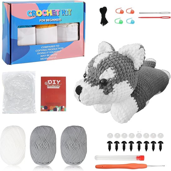 Compleet Haakset voor Beginners met Video-instructies, Eenvoudige DIY Haakdieren, Perfect voor Kinderen en Ontspanning, Creatief Hobbyproject voor Iedereen
